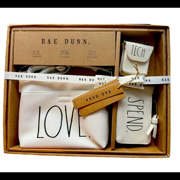 Rae Dunn Handbags - Rae Dunn LOVE Crossbody Purse Card Case and AirPod set NEW